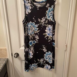 Apt. 9 Women's XL Black and Blue Floral Sleeveless Tank Dress
